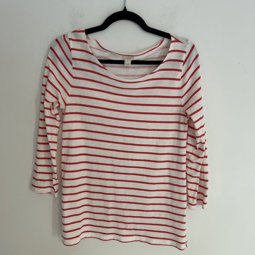 J.crew Red/white Stripe Blouse Size Small 100% Cotton Soft Comfy